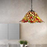 Lámpara de araña victoriana con forma de campana de cristal tallado en rojo, 2 lámparas para dormitorio